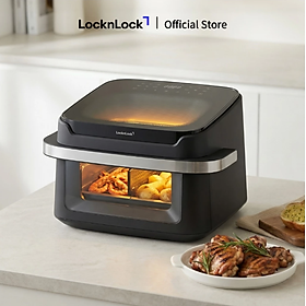 Nồi Chiên Không Dầu 2 Mặt Kính LocknLock Dual Visible Air Fryer EJF398BLK 10L - Màu đen - Hàng chính hãng
