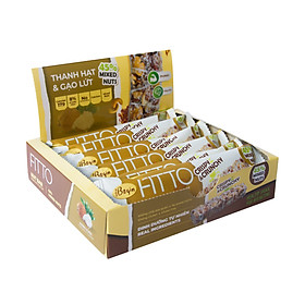 Bánh Ăn Sáng Ngũ Cốc Gạo Lứt Và Các Loại Hạt Điều Đậu Phộng Mè – FITTO Coconut Bar 210gr (Hộp 6 thanh hạt)