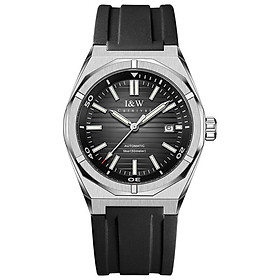 Đồng hồ nam chính hãng I&W Carnival 711G-S2 Kính sapphire ,Chống nước ,Bảo hành 24 tháng,Máy cơ (Automatic),mặt đen dây cao su chống nước tuyệt đối