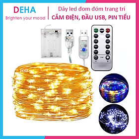 Dây đèn led đom đóm trang trí DEHA cắm điện, đầu USB, dùng pin có loại nhấp nháy, nháy chớp decor phòng, cắm trại