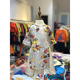 Áo dài lụa bé gái size 2-10T . Gồm 1 áo dài, 1 chân váy, chất mềm mịn, họa tiết xinh yêu đẹp