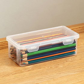 Dustproof Storage Box Clear with Lid, PP Multipurpose Portable Countertop Stackable Holder Organizer Case, for Office Supplies