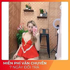 FREESHIP Đồ Mặc Nhà Bộ Ngủ Đồ Ngủ Sexy Ren Trắng Lụa Satin Free size <60Kg