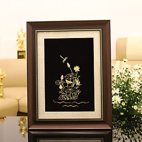 Tranh Hoa Sen Mạ vàng