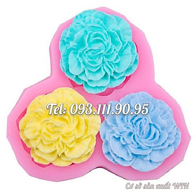 Khuôn silicon làm rau câu 3 hoa cẩm chướng cánh xoăn - Mã số 1479