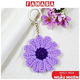 Móc Khoá Len Hoa Cúc - Màu Tím (Nhụy Hoa Màu Ngẫu Nhiên)