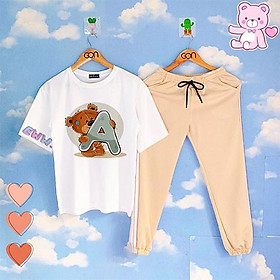 COMBO TIẾT KIỆM Set Đồ Bộ Áo Thun Tay Lửng Quần Kẻ 2 Sọc, Quần Ulzzang 2 Sọc