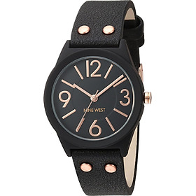 Nine West Women's NW/1932BKRG Matte Black Rubberized Bracelet Watch