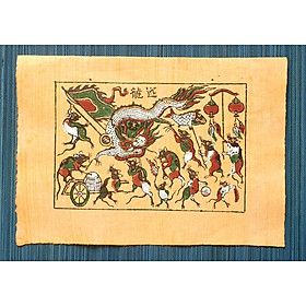 Tranh chuột rước rồng (chuột rước đèn) - Tranh dân gian Đông Hồ - Dong Ho folk woodcut painting