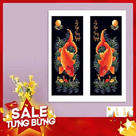 Mua 98*89CM TRANH ĐÍNH ĐÁ CÁ CHÉP LÝ NGƯ VỌNG NGUYỆT TRANH CHƯA ĐÍNH LV200