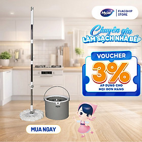 Thùng Lau Nhà Tròn MyJae Tiện Lợi Thông Minh Giặt Vắt 2 Trong 1