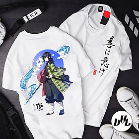 Áo thun trắng Anime, Manga Thanh g diệt quỷ Tanjiro 09, Unisex Nam Nữ có Size áo từ 25-95kg