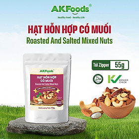 Hạt Dinh Dưỡng Hỗn Hợp Có Muối AKFoods Túi 55gr - Ăn Vặt Healthy, Giàu Dinh Dưỡng, Tốt Cho Sức Khỏe, Tốt Cho Mẹ Bầu