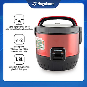 Mua Nồi Cơm Điện Nắp Gài 3D Nagakawa NAG0119 (1.8 Lít) - Đỏ - Hàng Chính Hãng