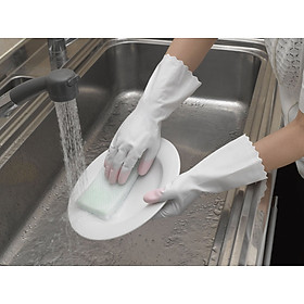 Găng tay cao su tự nhiên, giúp bảo vệ đôi tay khi phải tiếp xúc trực tiếp với các loại nước tẩy rửa - nội địa Nhật Bản
