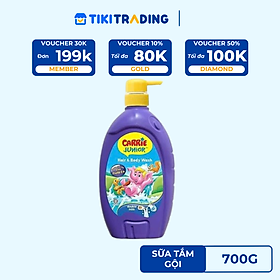 Chai Sữa Tắm Gội cho bé Carrie Junior hương trái cây thiên nhiên 700g - 3 mùi hương