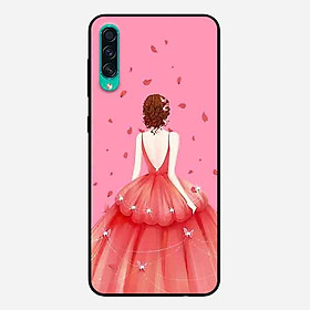 Ốp Lưng in cho Samsung A50 Mẫu Cô Gái Váy Hồng Nền Hồng - Hàng Chính Hãng