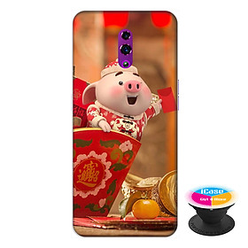Ốp lưng điện thoại Oppo Reno hình Heo Con Chúc Tết tặng kèm giá đỡ điện thoại iCase xinh xắn - Hàng chính hãng
