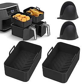 Bình silicon cho ninja kép không khí chiên, 2PCCS có thể sử dụng lại không khí, giỏ nồi chiên không khí silicon, phụ kiện cho không khí tưa
