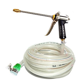 Vòi nước vòi phun nước rửa xe tưới cây tăng áp thông minh + bộ dây bơm nước cao cấp TLG  loạI 10m  - dây trắng 318498-1