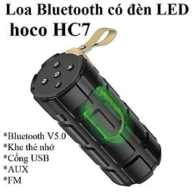 Loa không dây Bluetooth V5.0 hiệu ứng LED đổi màu cho điện thoại laptop hoco HC7 - Hàng chính hãng