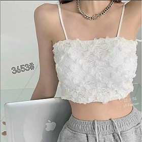 Áo 2 dây hoa hồng, áo croptop nữ hoa hồng có sẵn mút ngực siêu hot trend 2022