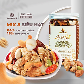 Hạt dinh dưỡng mix 8 loại TANU NUTS, ngũ cốc granola ăn kiêng giảm cân tốt cho người tập yoga, bà bầu. - Hũ 500gr