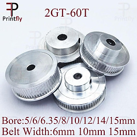 Bản in 2GT 60 răng 2GT Thời gian ròng rọc Bore 5/6/6,35/8/10/12/14/15mm cho GT2 Mở vòng chiều rộng 6 mm/10/15mm Kích thước máy in 3D: 60 răng cửa 8 mm