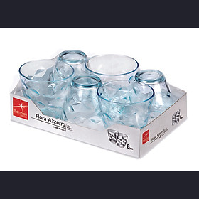Bộ 6 Ly Thủy Tinh Flora Bormioli Rocco 384400V42021990 (260ml / Ly) - Xanh Biển