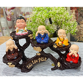 Mua Bộ 04 tượng Tứ Không đeo chuỗi kèm tượng Quan Âm và chân đế Tài Lộc Phát thuần Việt ánh vàng