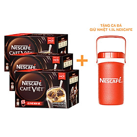 [Tặng Ca Đá Giữ Nhiệt 1.5L Nescafe] Combo 3 Hộp Cà phê đen hòa tan NESCAFÉ CAFÉ VIỆT (Hộp 15 gói x 16g)