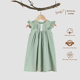 Đầm Bé Gái/ Váy Bé Gái Chất Cotton Xịn Xếp Ly Phối Ren - ANNIE DRESS - DRC013 - SAOLA KIDS CLOTHING - Xanh Mint