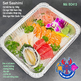Mã 413_Set Sashimi Cá Hồi, Cá Ngừ, Cá Cờ Kiếm 200g và Bào Ngư Hàn Quốc 1 con