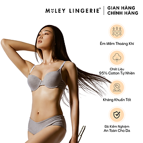 Bộ Đồ Lót Áo Cotton Có Gọng Đệm Vừa Nâng Ngực Lưng Logo Và Quần Lưng Xéo Đồng Bộ Miley Lingerie - 32/S