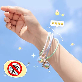 Vòng tay đuổi muỗi tinh dầu cam sả thơm nhẹ, dây buộc tóc silicon đính hạt thủy tinh thời trang an toàn