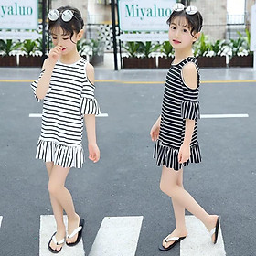 Đầm đen sọc trắng cho bé