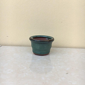 Chậu bonsai tròn loe mini men hỏa biến gốm Bát tràng 1 size BM-17