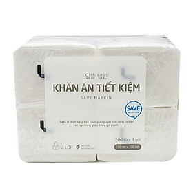 Khăn Ăn Tiết Kiệm 2 Lớp Choice L (200 Tờ x 4 Gói) - SAVE NAPKIN CHOICE L