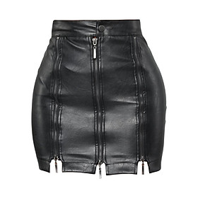 Fashion Women PU Leather Skirt Y2K High Waisted Pencil  Skirt above Knee Skirt Mini Short Skirt for Girl Summer, Cocktail - L