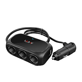Bộ Chia Tẩu Sạc Ô Tô 3 Cổng Tẩu Kèm 2 Cổng USB