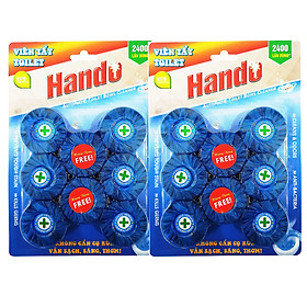 Bộ 2 vỉ 12 viên tẩy và làm thơm bồn cầu Hando Tienich168 TI119 (Xanh)