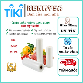 Cuộn túi hút chân không đựng thực phẩm 1 mặt nhám ( chiều dài mỗi cuộn 500cm) - Henrysa - cuộn15x500cm - 1 Cuộn