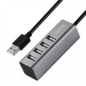 Củ Sạc Điện Thoại Hoco HB1 4 Cổng USB + Tặng Kèm 1 Cáp Sạc IPhone - Hàng Chính Hãng