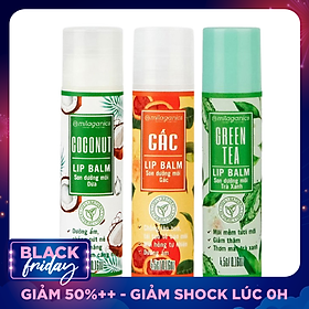 Combo Son Trà Xanh + Son Gấc + Son Dừa Dưỡng Môi, Giảm Thâm, Hồng Môi Milaganics (4.5g / Cây)