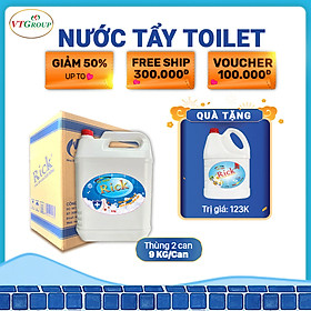 Nước Tẩy Toilet Rick Can 9Kg (2 Can / Thùng) - Tặng 1 Chai Lau Sàn Rick 4.7Kg
