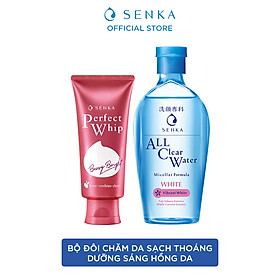 Bộ sản phẩm dưỡng trắng và sáng hồng da Senka (Sữa rửa mặt Perfect Whip Berry Birght 100g + Nước tẩy trang All Clear Water Micellar Formula White...