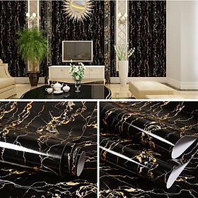 Mua CUỘN 10M DECAL GIẤY DÁN TƯỜNG KEO SẴN KHỔ 60CM MẪU ĐÁ ĐEN VÂN VÀNG