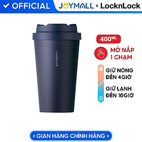 Mua Ly giữ nhiệt LocknLock 400ml màu xanh navy LHC3271NVY - Hàng chính hãng  mở nắp một chạm  chất liệu thép không gỉ miệng ly rộng - JoyMall