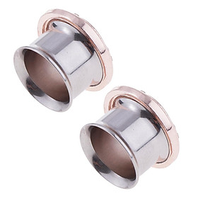 Stainless Piercing Round Ear Expanders Rose Gold Ear Piercing Jewelry  6mm