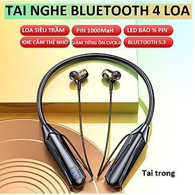 Mua Tai Nghe  Thể Thao Quàng Cổ  4 loa  Bluetooth 5.3  Âm Vòm 360 Độ  Pin Khủng 1000mAh Sử Dụng 80 - 100 Giờ  Led Báo % Pin   Hỗ  Trợ Khe Cắm Thẻ Nhớ